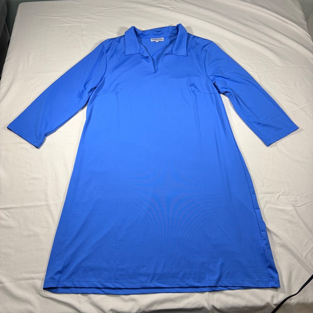 Buckhead Betties Womens Polo Tunic Dress XL Royal Blue 3/4 Sleeve Stretchy